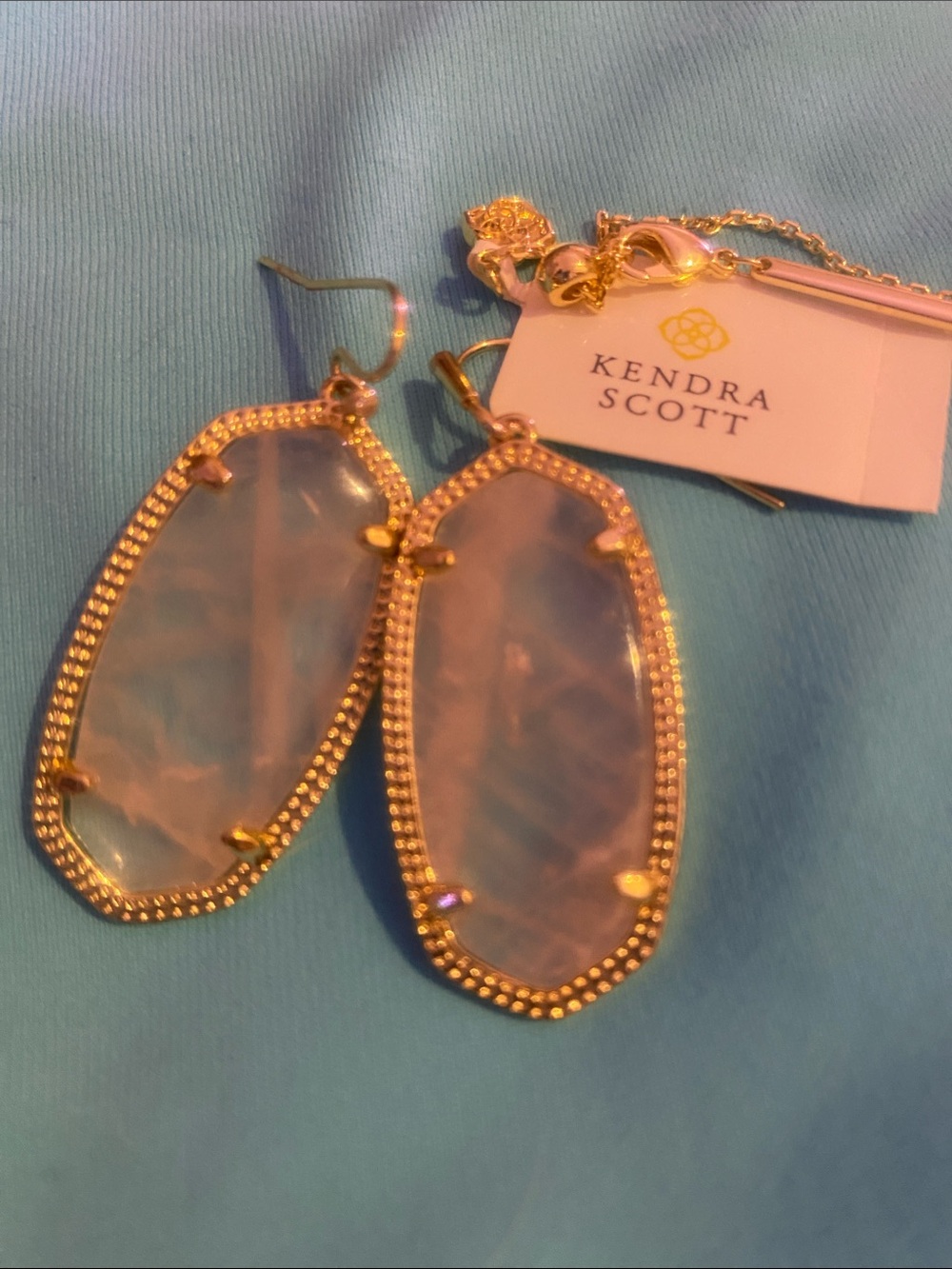 Kendra Scott Gold Frame Pink Opal Drop Earrings